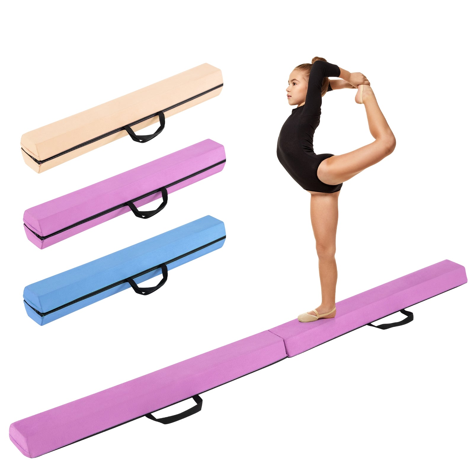 7 FT Folding Balance Beam with Removable Suede Cover and Non-slip Bottom, Purple Baby Gyms & Playmats at Gallery Canada