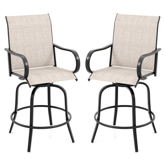 2 Pieces 360 Rotating Bar Stool Set with Armrests for Patio, Gray Patio Bar Furniture Gray  at Gallery Canada