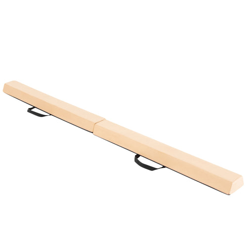 7 FT Folding Balance Beam with Removable Suede Cover and Non-slip Bottom, Khaki