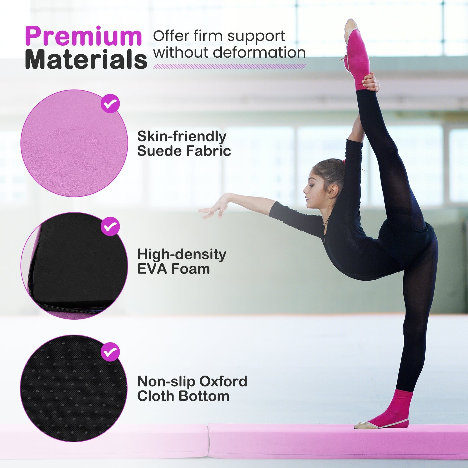 7 FT Folding Balance Beam with Removable Suede Cover and Non-slip Bottom, Purple Baby Gyms & Playmats at Gallery Canada