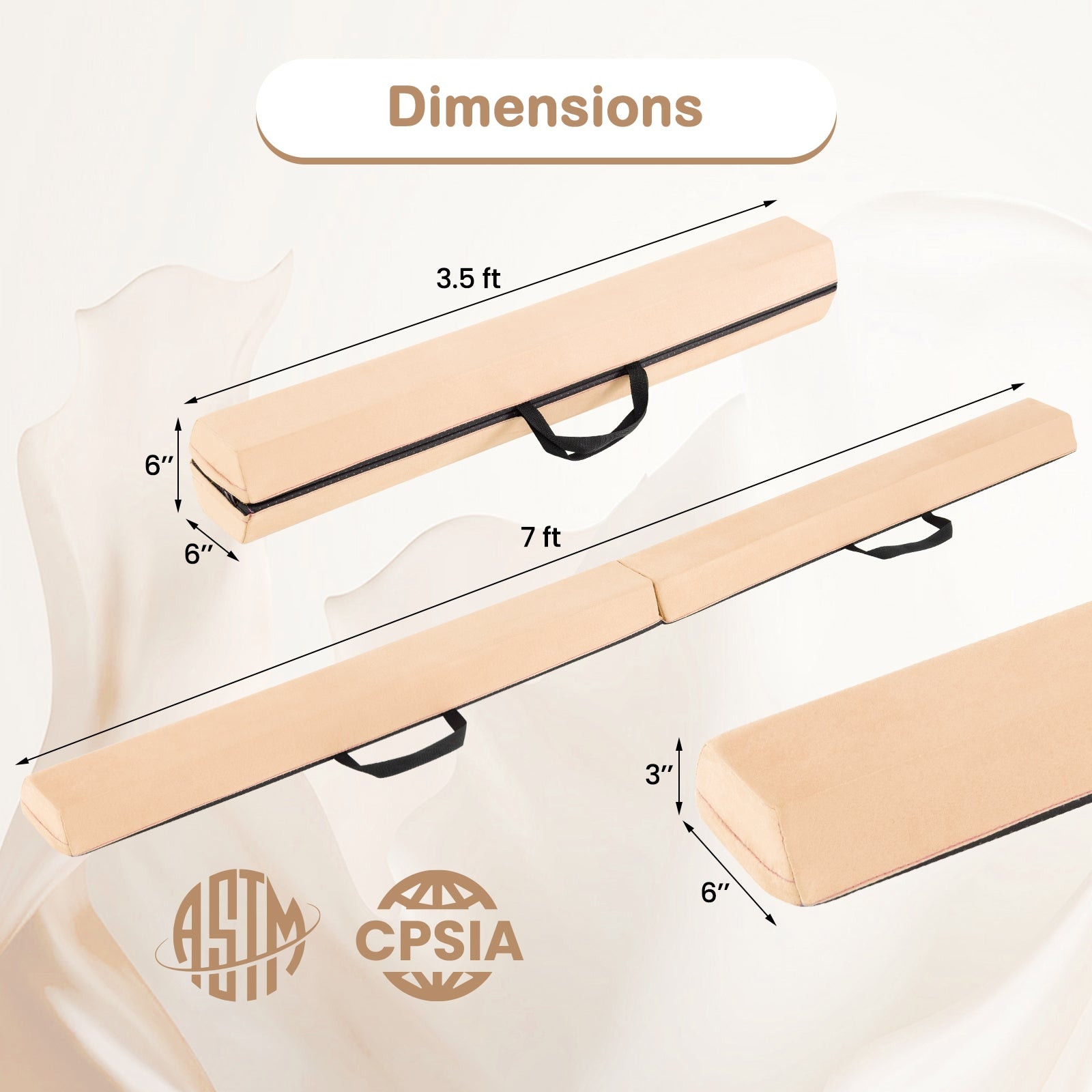 7 FT Folding Balance Beam with Removable Suede Cover and Non-slip Bottom, Khaki Baby Gyms & Playmats at Gallery Canada