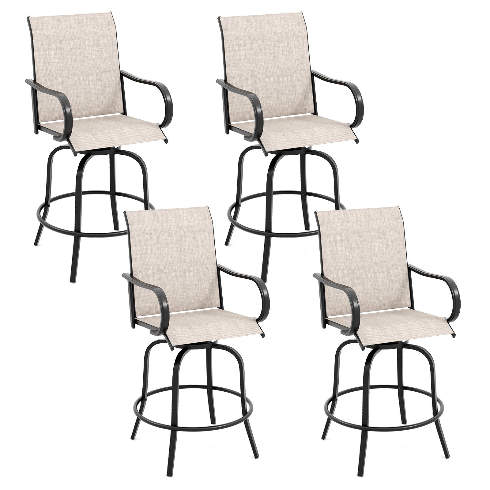 2 Pieces 360 Rotating Bar Stool Set with Armrests for Patio, Gray Patio Bar Furniture   at Gallery Canada