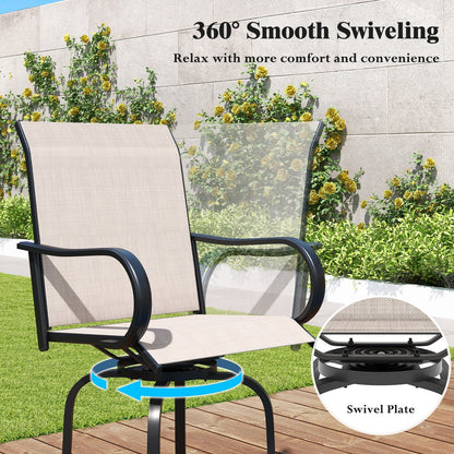 2 Pieces 360 Rotating Bar Stool Set with Armrests for Patio, Gray Patio Bar Furniture   at Gallery Canada