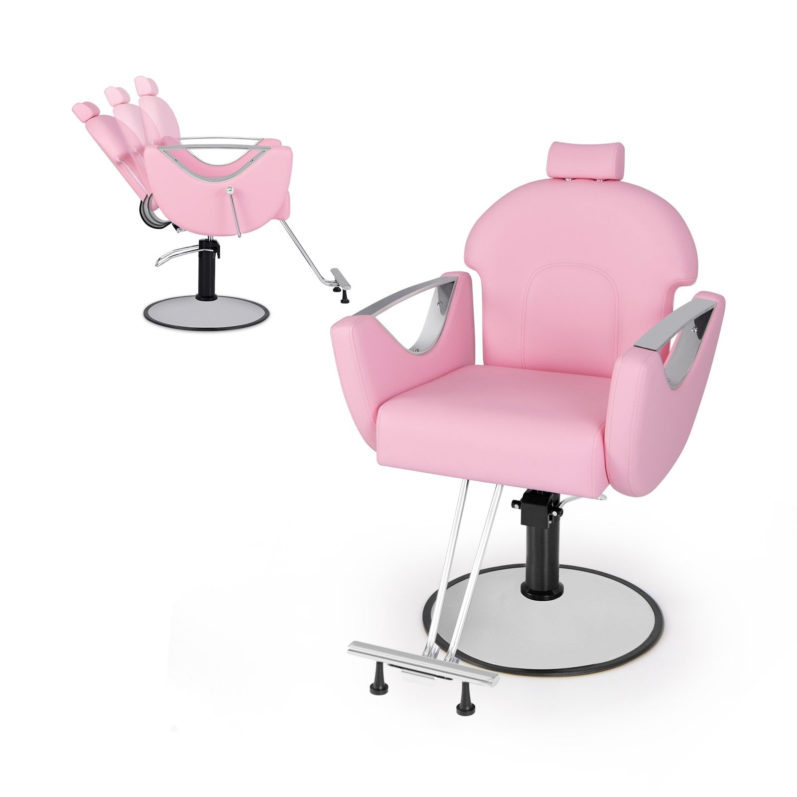 360°Swivel Reclining Salon Chair for Hair Stylist, Pink Spa & Salon Pink  at Gallery Canada