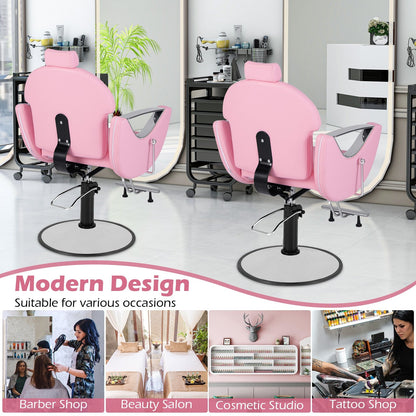 360°Swivel Reclining Salon Chair for Hair Stylist, Pink Spa & Salon   at Gallery Canada