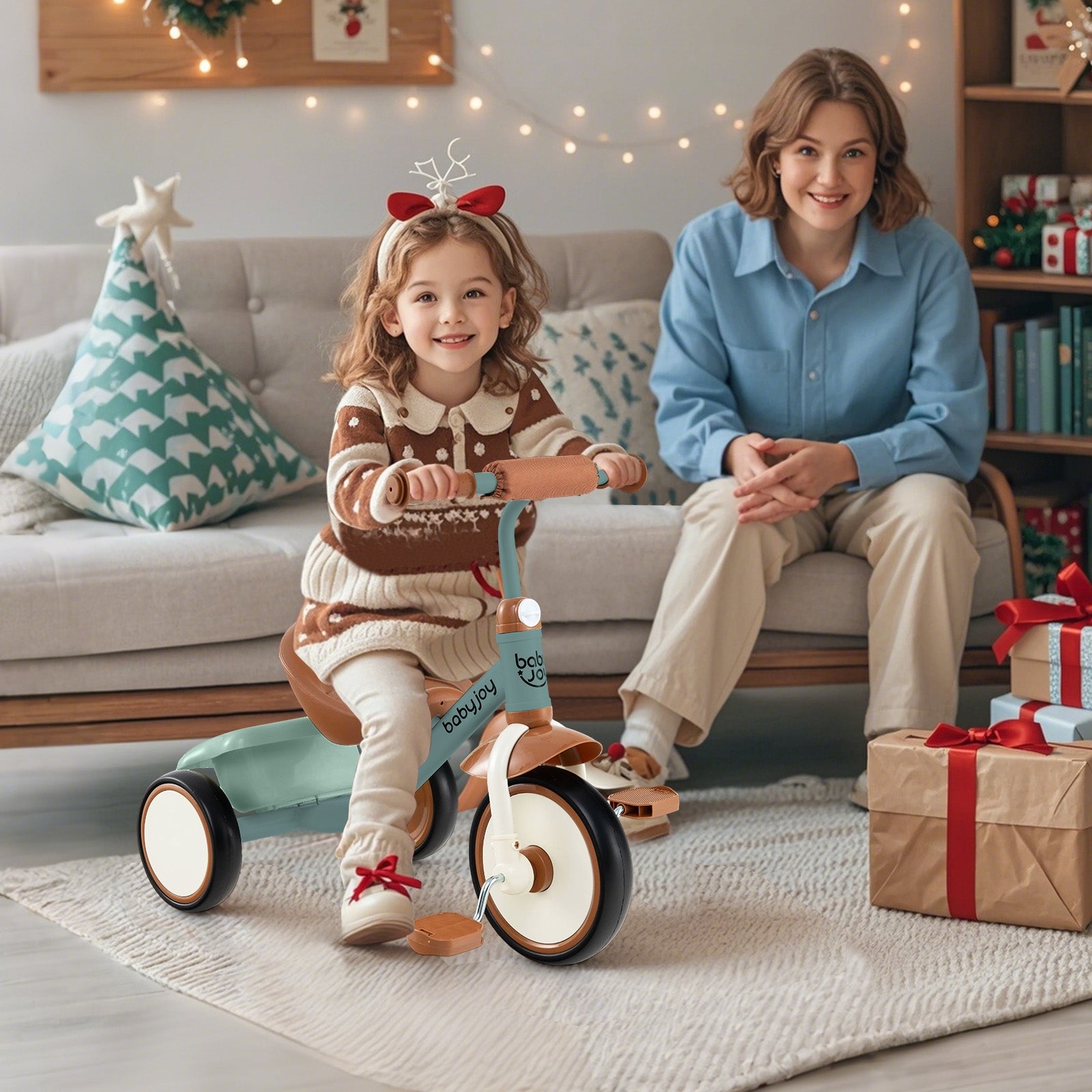 Toddler Tricycle Kids Trike with Adjustable Seat and Basket Aged 3-5 Years Old, Green Push & Pedal Ride On Toys at Gallery Canada