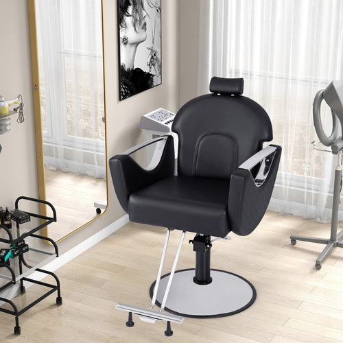 360°Swivel Reclining Salon Chair for Hair Stylist, Black