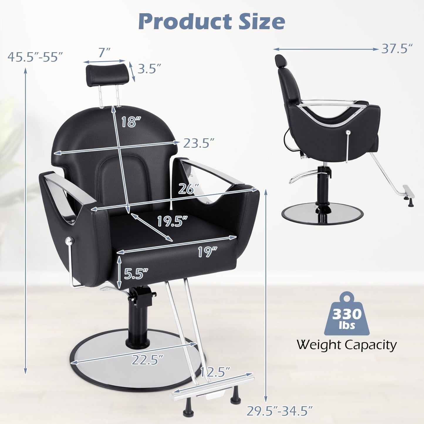 360°Swivel Reclining Salon Chair for Hair Stylist, Black Spa & Salon   at Gallery Canada