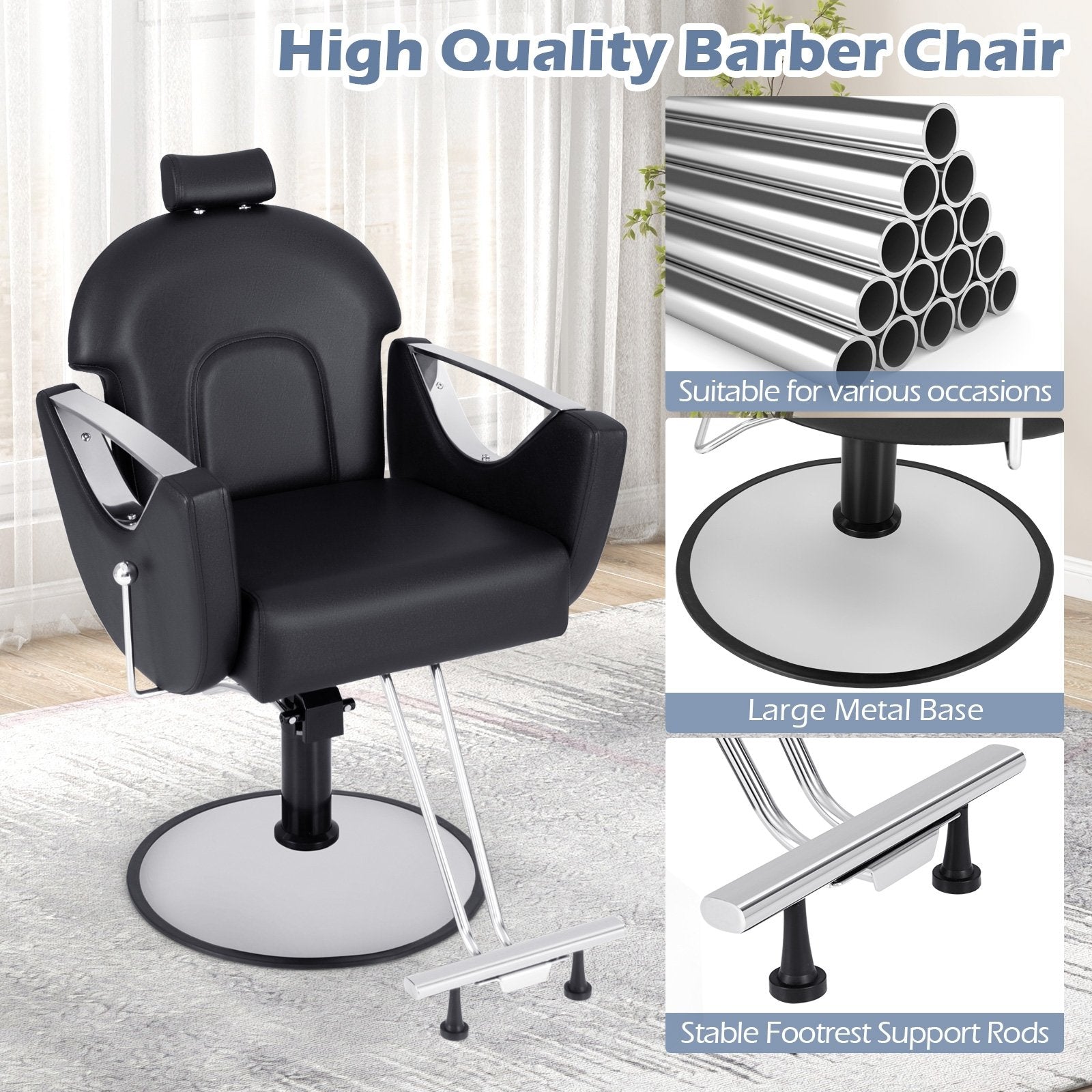 360°Swivel Reclining Salon Chair for Hair Stylist, Black Spa & Salon   at Gallery Canada