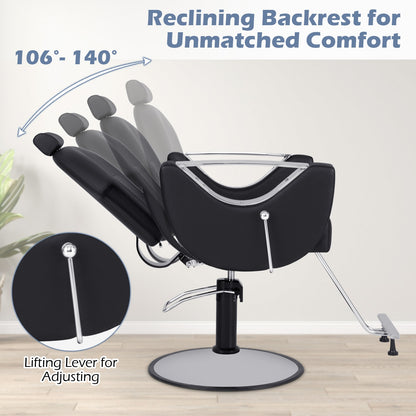 360°Swivel Reclining Salon Chair for Hair Stylist, Black Spa & Salon   at Gallery Canada