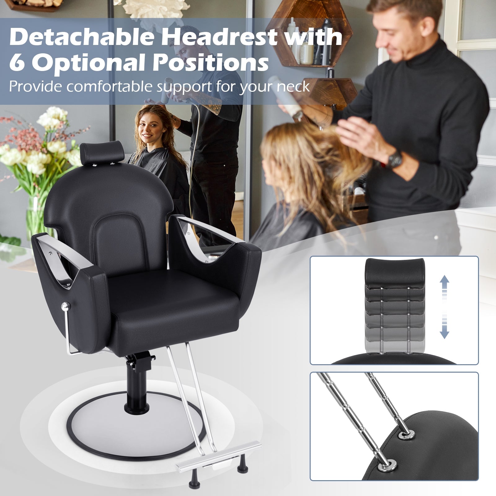 360°Swivel Reclining Salon Chair for Hair Stylist, Black Spa & Salon   at Gallery Canada