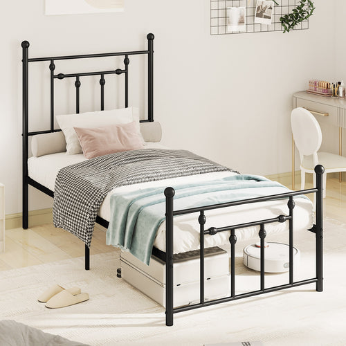 Full/Queen/Twin Size Heavy-duty Metal Bed Frame with Headboard-Twin Size, Black
