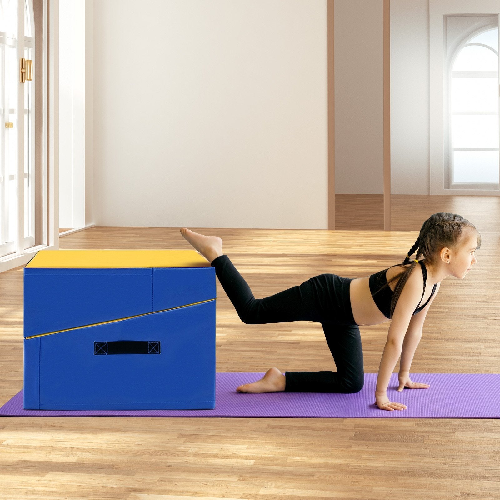 Folding Incline Yoga Gymnastics Tumbling Mat with EPE Foam, Yellow Yoga & Gym Mats at Gallery Canada