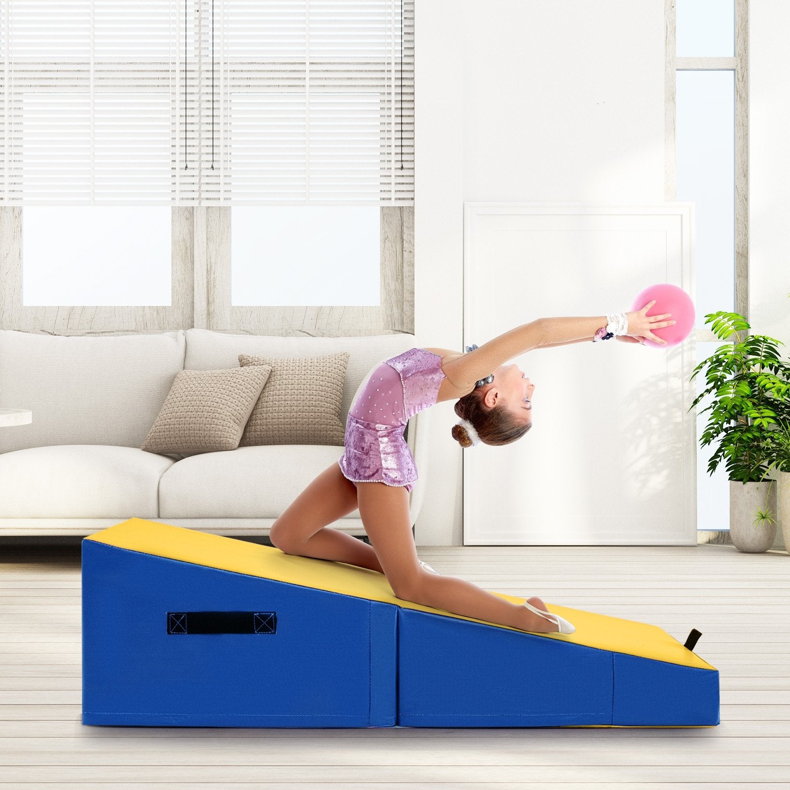 Folding Incline Yoga Gymnastics Tumbling Mat with EPE Foam, Yellow Yoga & Gym Mats at Gallery Canada