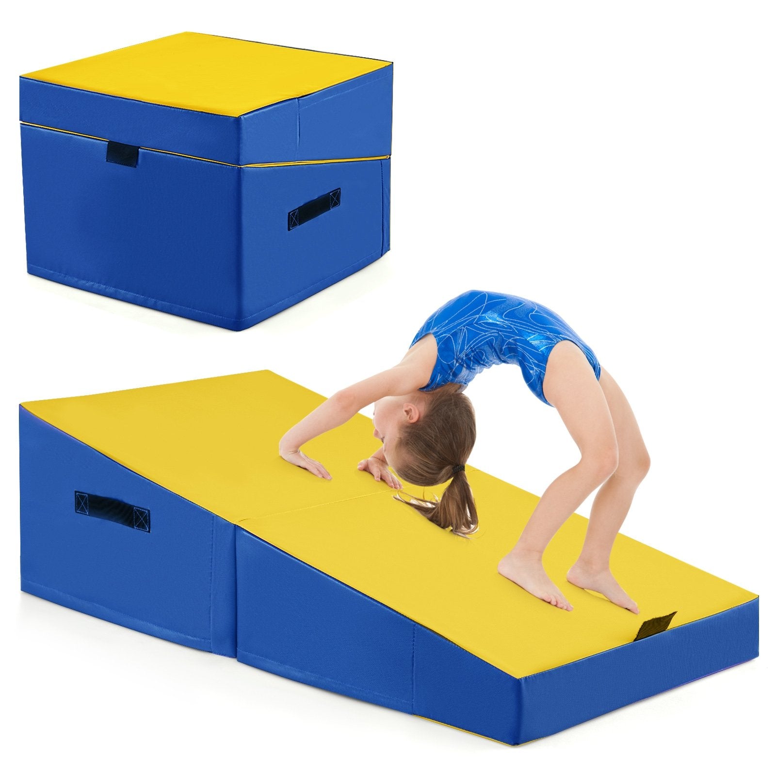 Folding Incline Yoga Gymnastics Tumbling Mat with EPE Foam, Yellow Yoga & Gym Mats at Gallery Canada