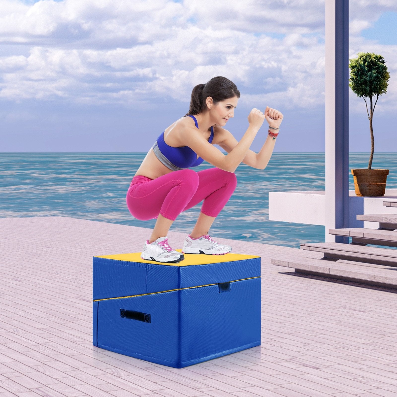 Folding Incline Yoga Gymnastics Tumbling Mat with EPE Foam, Yellow Yoga & Gym Mats at Gallery Canada
