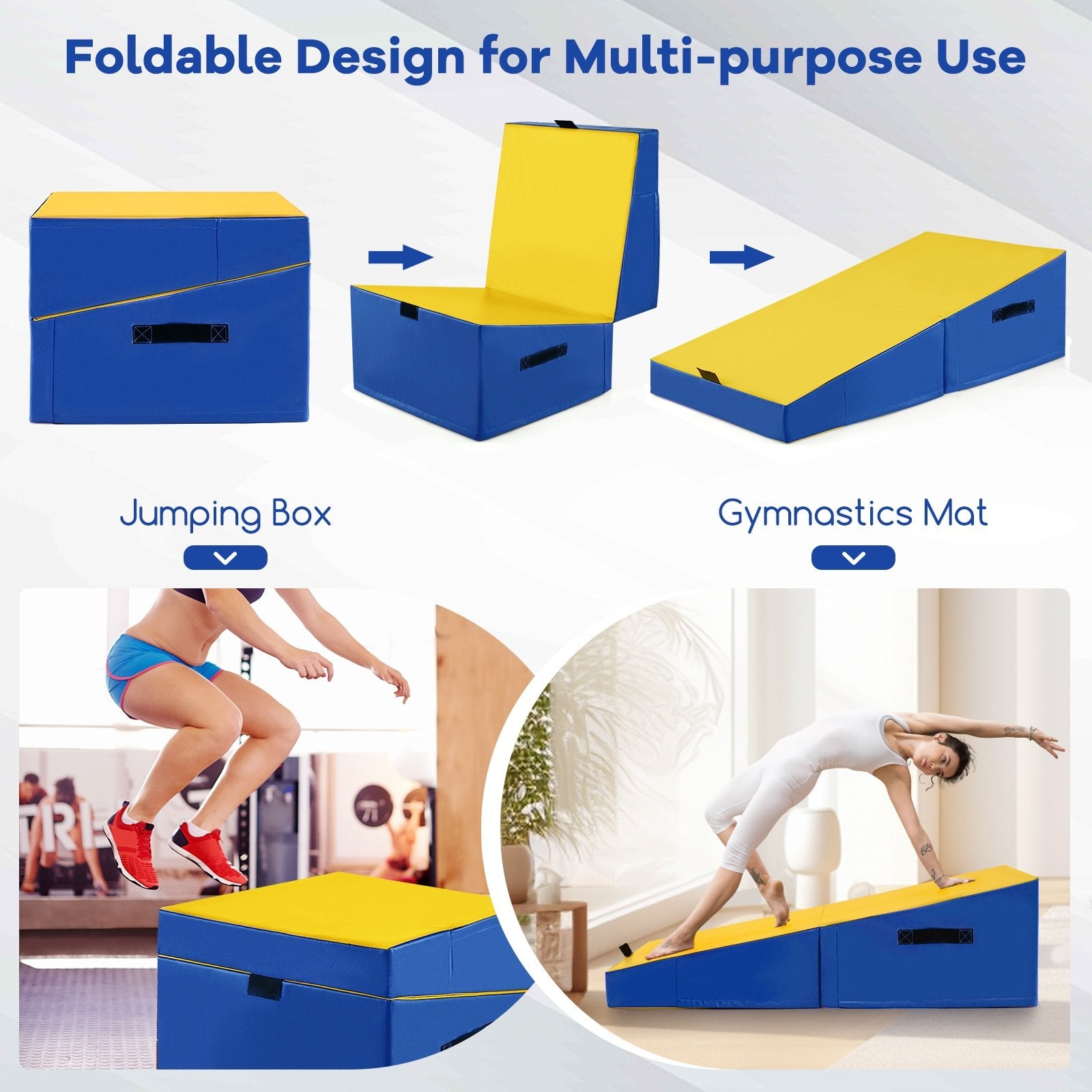 Folding Incline Yoga Gymnastics Tumbling Mat with EPE Foam, Yellow Yoga & Gym Mats at Gallery Canada