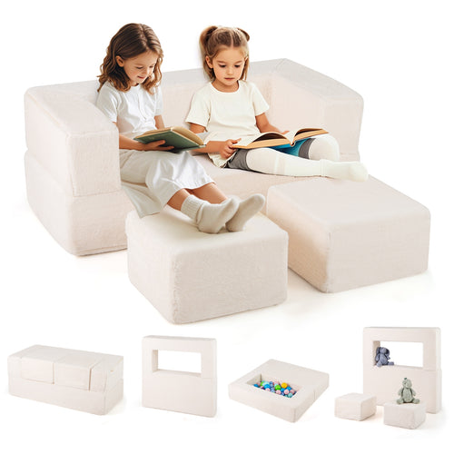 Modular Kids Sofa Couch Convertible Foam Armchair for Children, Beige