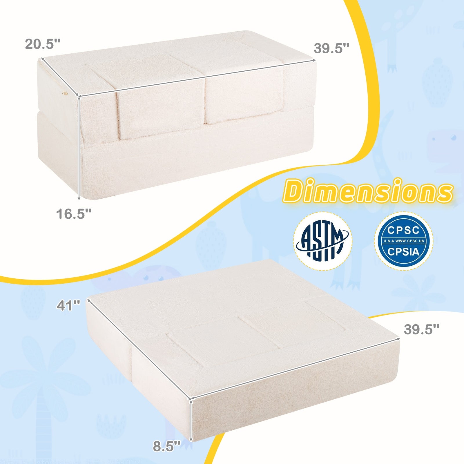 Modular Kids Sofa Couch Convertible Foam Armchair for Children, Beige Kids Chairs & Seating at Gallery Canada