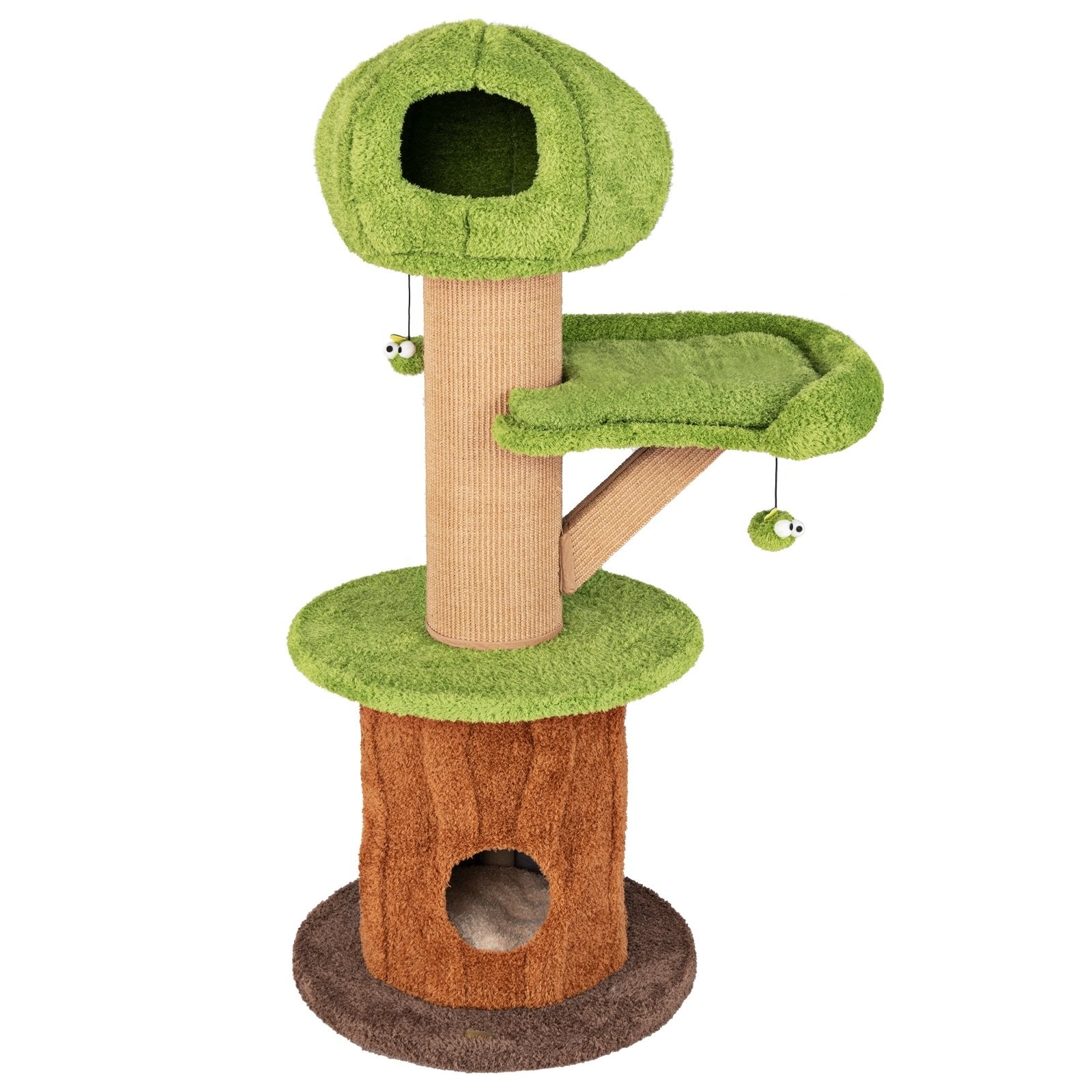 Mushroom Cat Tree for Indoor Cats with 2 Cute Condos Plush Perch and Teasing Balls, Green Cat Trees Condos & Scratchers at Gallery Canada