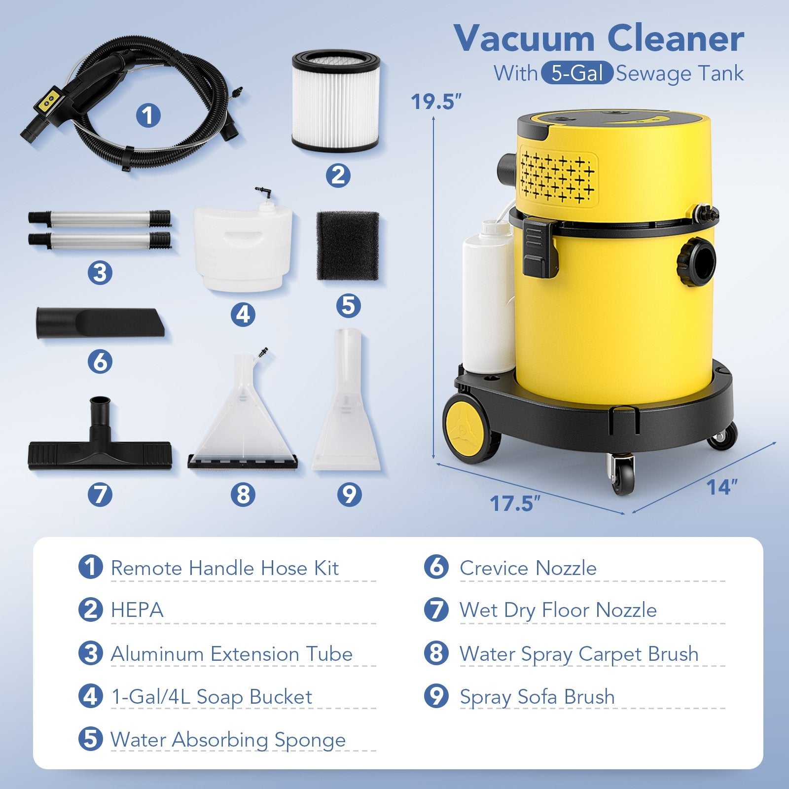 4-in-1 Portable Wet Dry Vacuum Cleaner, Yellow Vacuums & Cleaners   at Gallery Canada