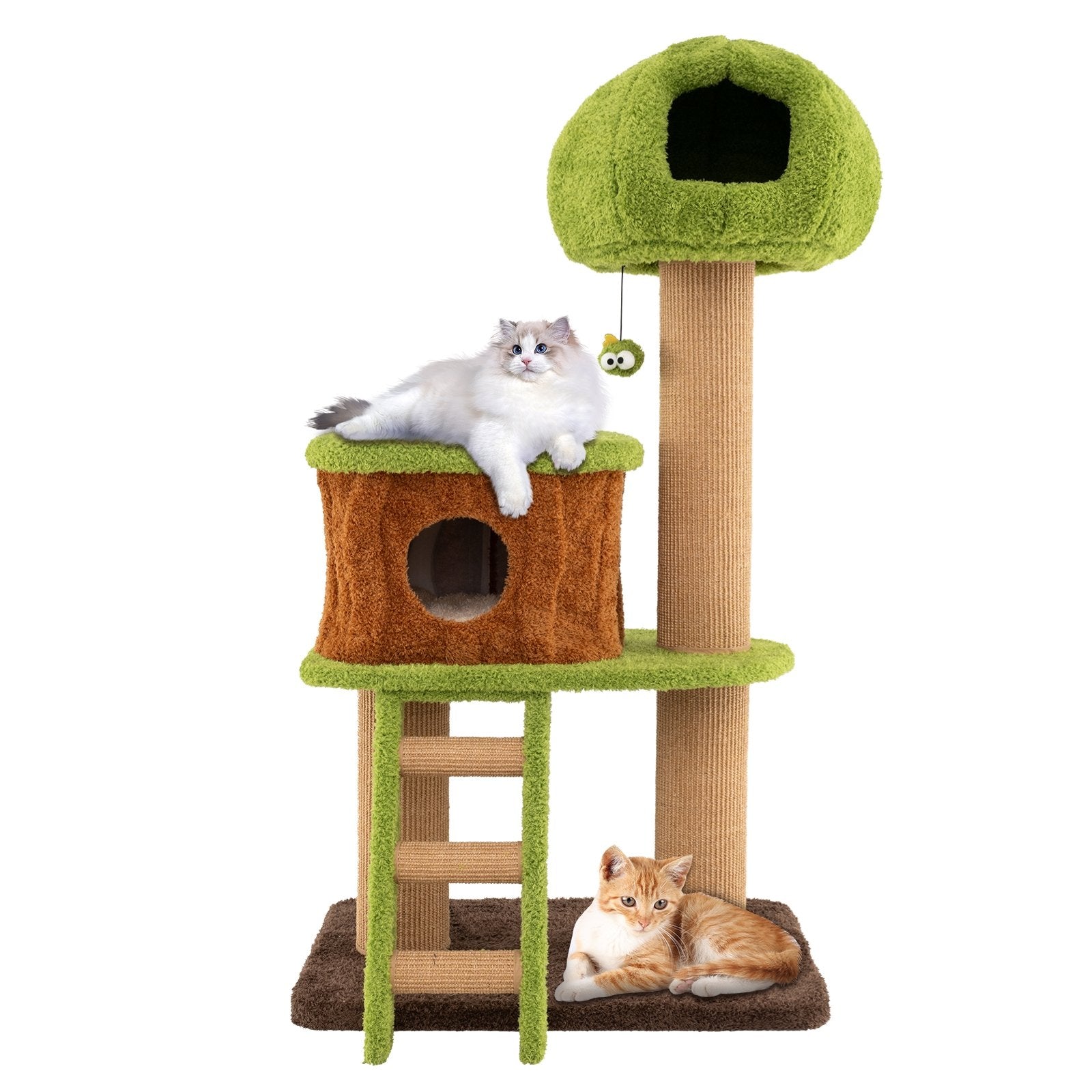 Cute Cat Tree for Indoor Cats with Mushroom-shaped Nest Condo and Climbing Ladder, Green Cat Trees Condos & Scratchers Green at Gallery Canada