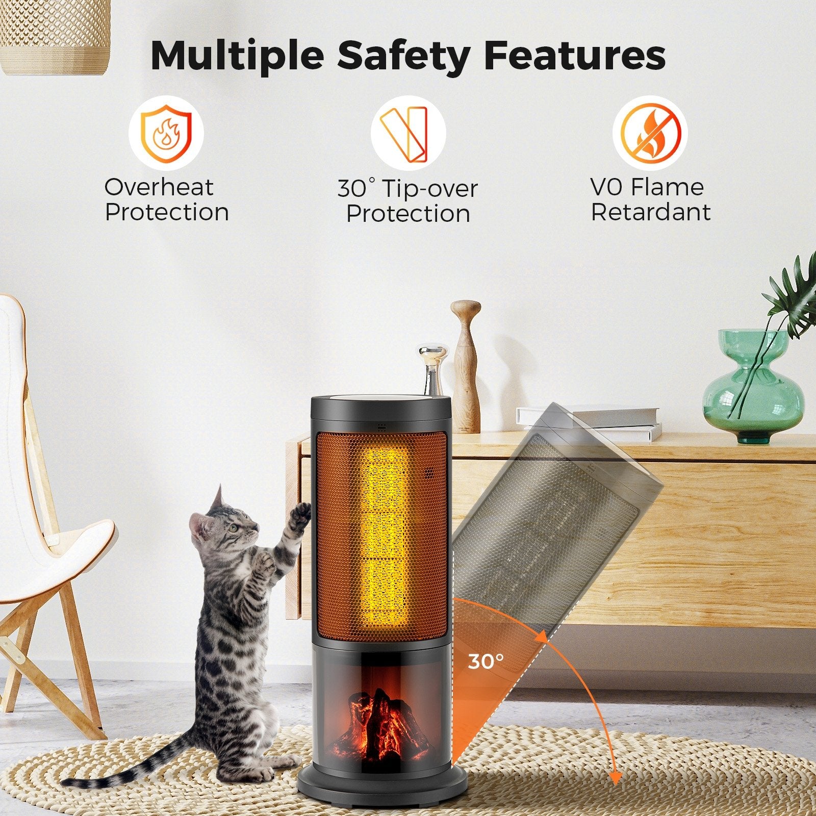17 Inch 1500W Portable Tower Space Heater with 135° Oscillation, Black Space Heaters at Gallery Canada