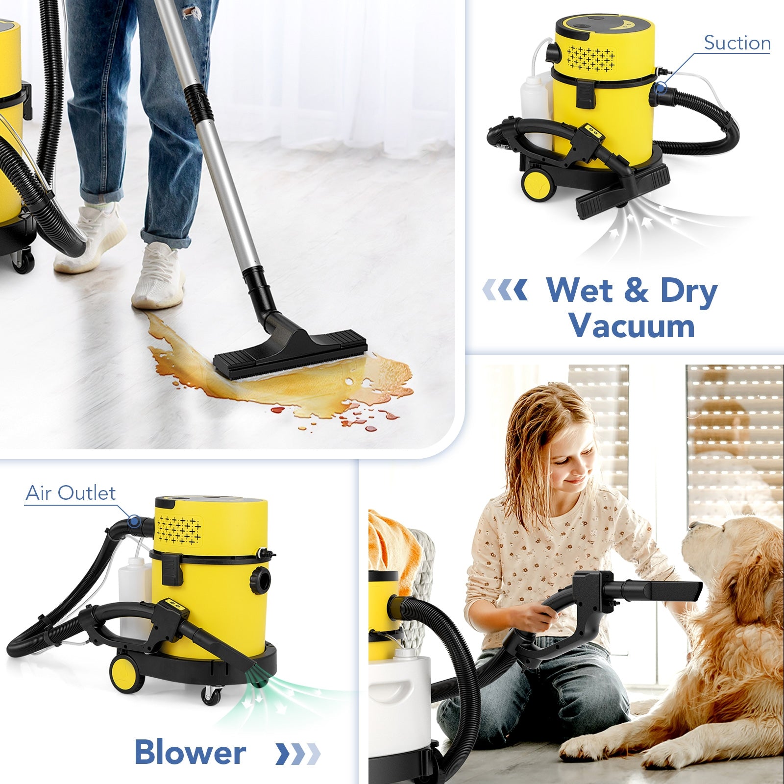 4-in-1 Portable Wet Dry Vacuum Cleaner, Yellow Vacuums & Cleaners   at Gallery Canada