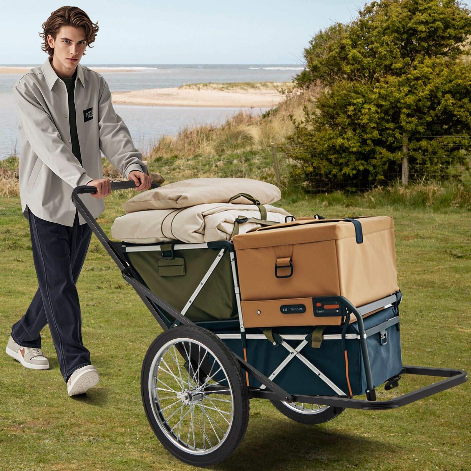 550 LBS Folding Deer Game Cart with Polyester Liner for Hunting, Black Garages at Gallery Canada