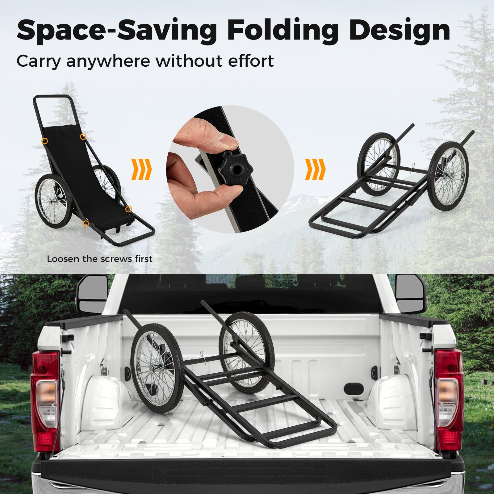 550 LBS Folding Deer Game Cart with Polyester Liner for Hunting, Black Garages at Gallery Canada