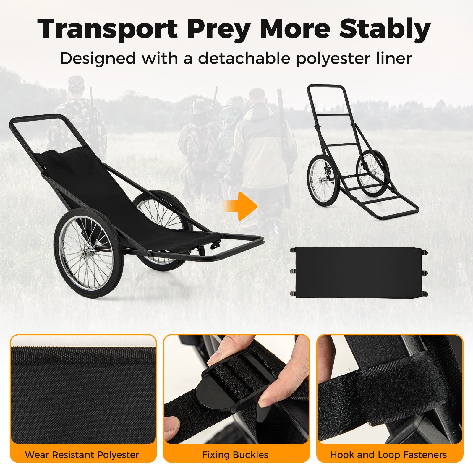 550 LBS Folding Deer Game Cart with Polyester Liner for Hunting, Black Garages at Gallery Canada