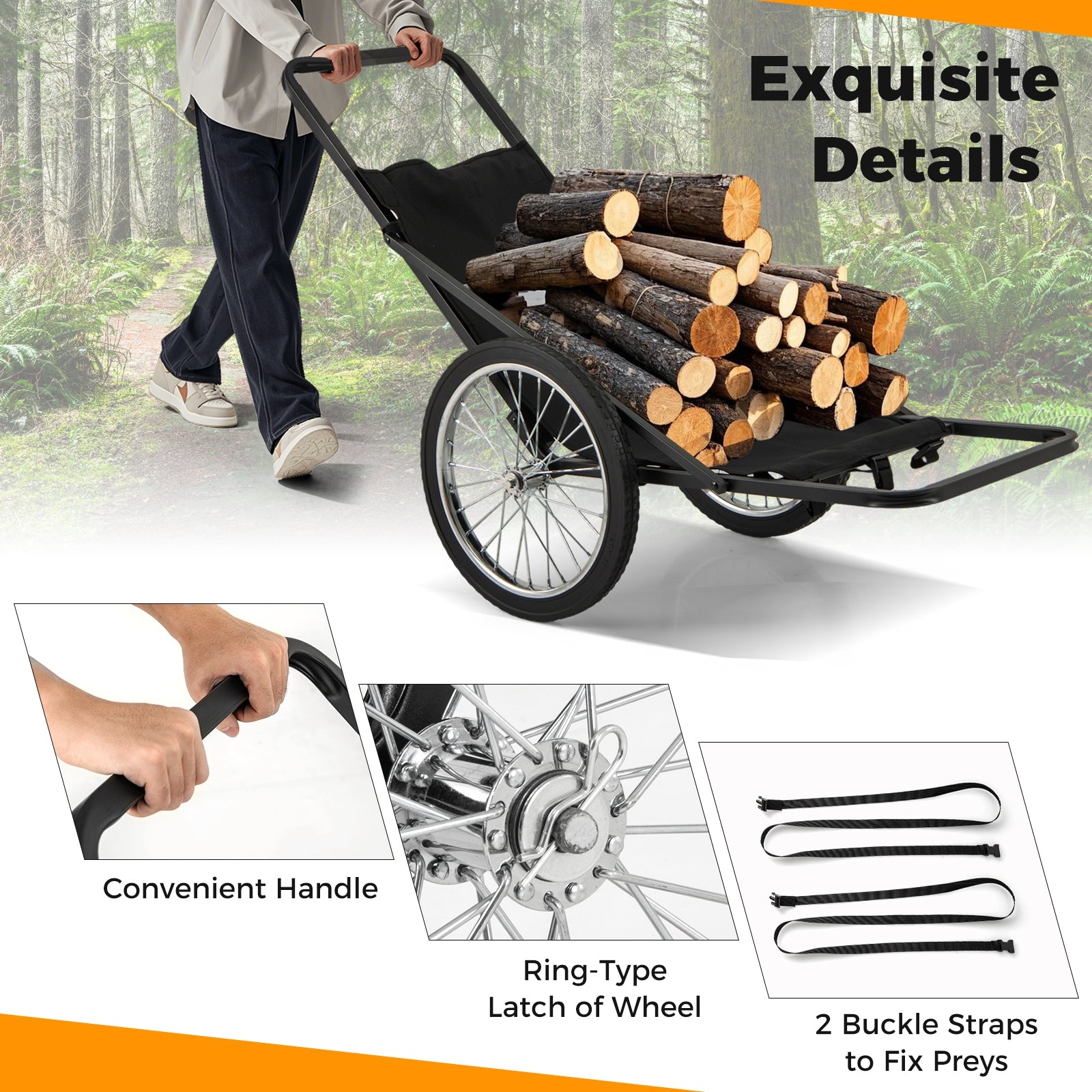 550 LBS Folding Deer Game Cart with Polyester Liner for Hunting, Black Garages at Gallery Canada