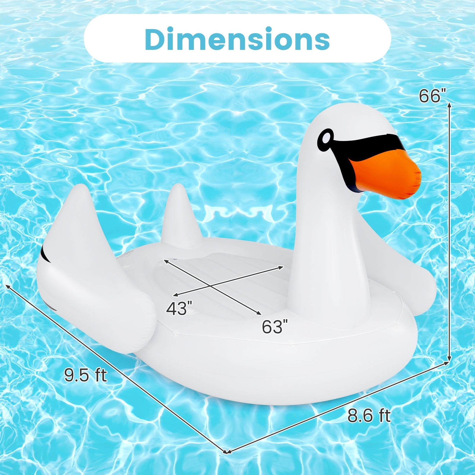 Giant Inflatable Swan Floating Island 4-Person Pool Float with 4 Cups Holders, White Swimming at Gallery Canada