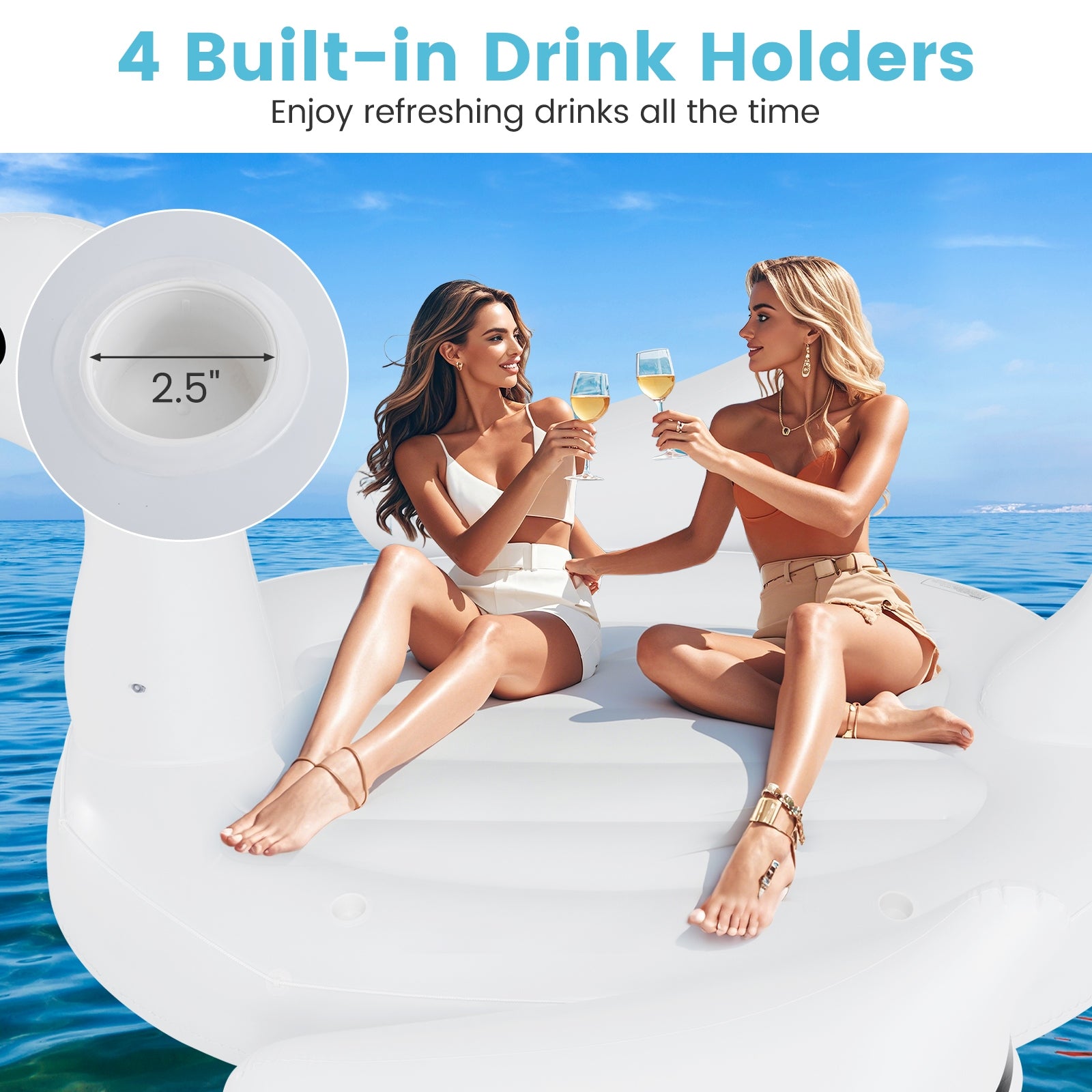 Giant Inflatable Swan Floating Island 4-Person Pool Float with 4 Cups Holders, White Swimming at Gallery Canada