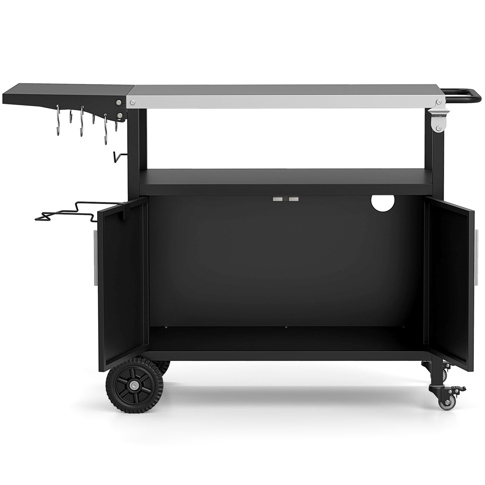 Outdoor Grill Cart with Storage and Folding Stainless Steel Top, Black Outdoor Grills at Gallery Canada