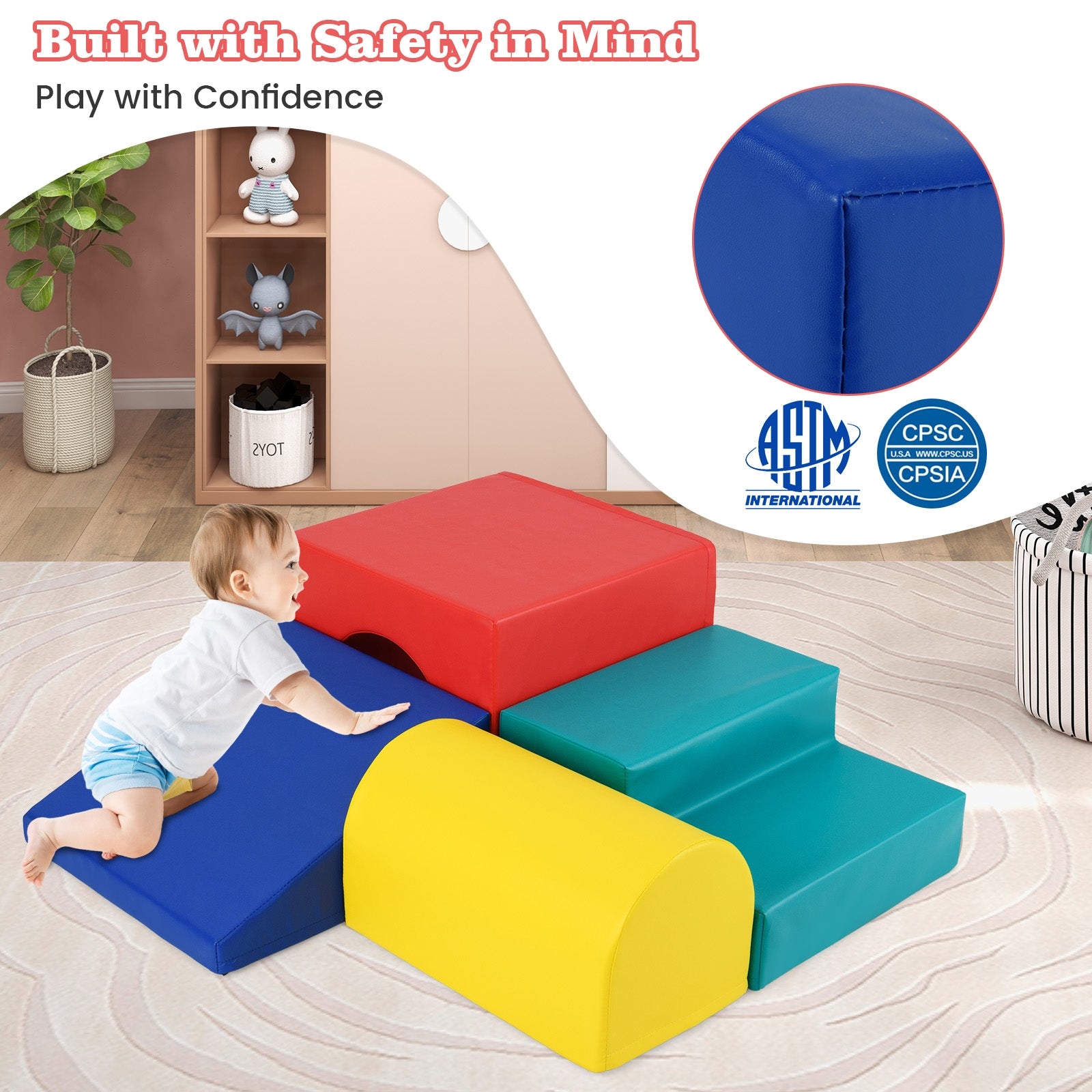 Climb and Crawl Foam Block Play Set for Infant Baby, Red Climbers & Slides at Gallery Canada