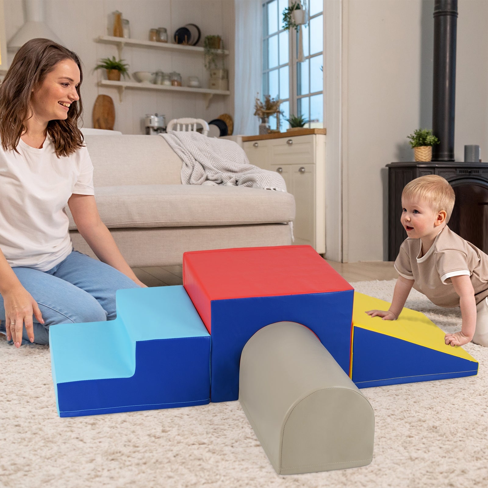 Climb and Crawl Foam Block Play Set for Infant Baby, Yellow Climbers & Slides at Gallery Canada