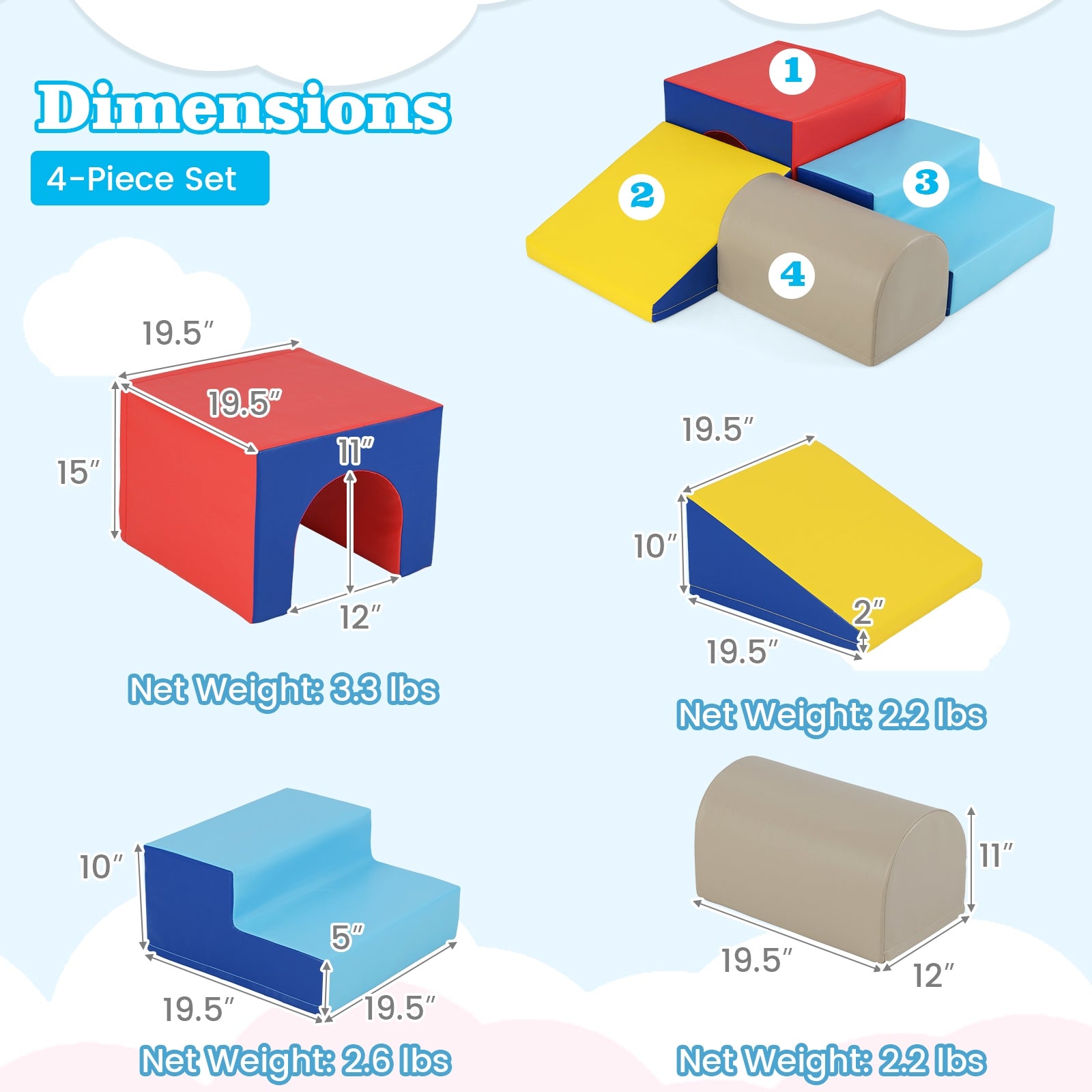 Climb and Crawl Foam Block Play Set for Infant Baby, Yellow Climbers & Slides at Gallery Canada