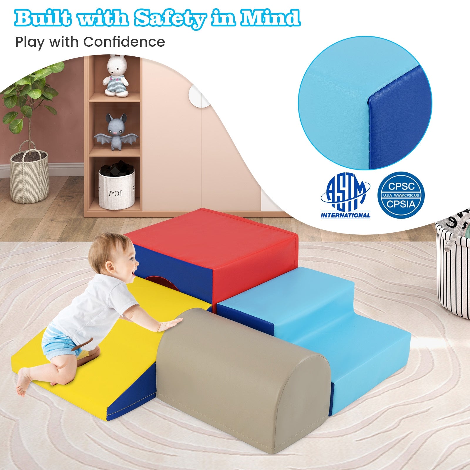 Climb and Crawl Foam Block Play Set for Infant Baby, Yellow Climbers & Slides at Gallery Canada