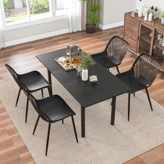 Modern Kitchen Chairs with Metal Legs  Cutout Backrest  Curved Seat for Dining Room Home Office, Black Dining Chairs Black  at Gallery Canada