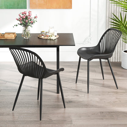 Modern Kitchen Chairs with Metal Legs  Cutout Backrest  Curved Seat for Dining Room Home Office, Black Dining Chairs   at Gallery Canada