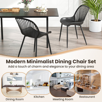 Modern Kitchen Chairs with Metal Legs  Cutout Backrest  Curved Seat for Dining Room Home Office, Black Dining Chairs   at Gallery Canada