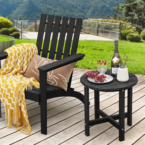 Set of 2 18 Inch Round Weather-Resistant Adirondack Side Tables, Black
