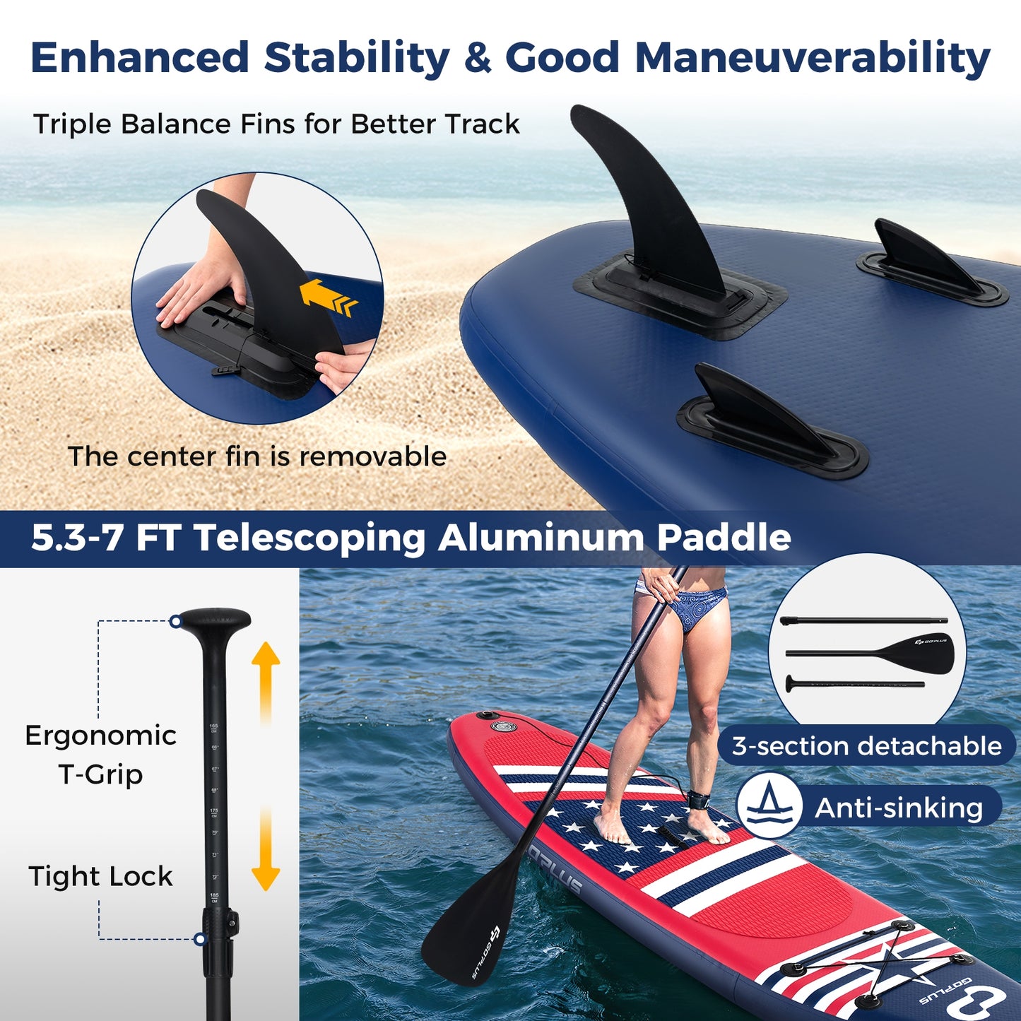 Inflatable Paddle Board with Removable Fin and Backpack-B Surfing   at Gallery Canada