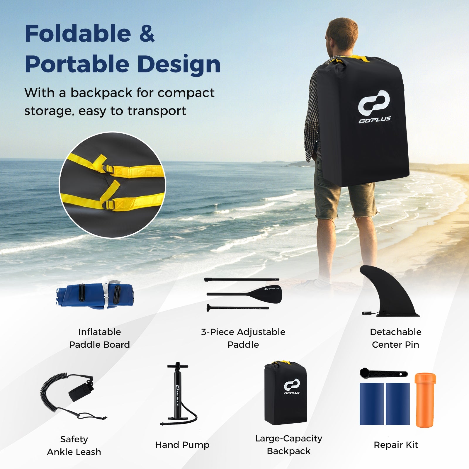 Inflatable Paddle Board with Removable Fin and Backpack-B Surfing   at Gallery Canada