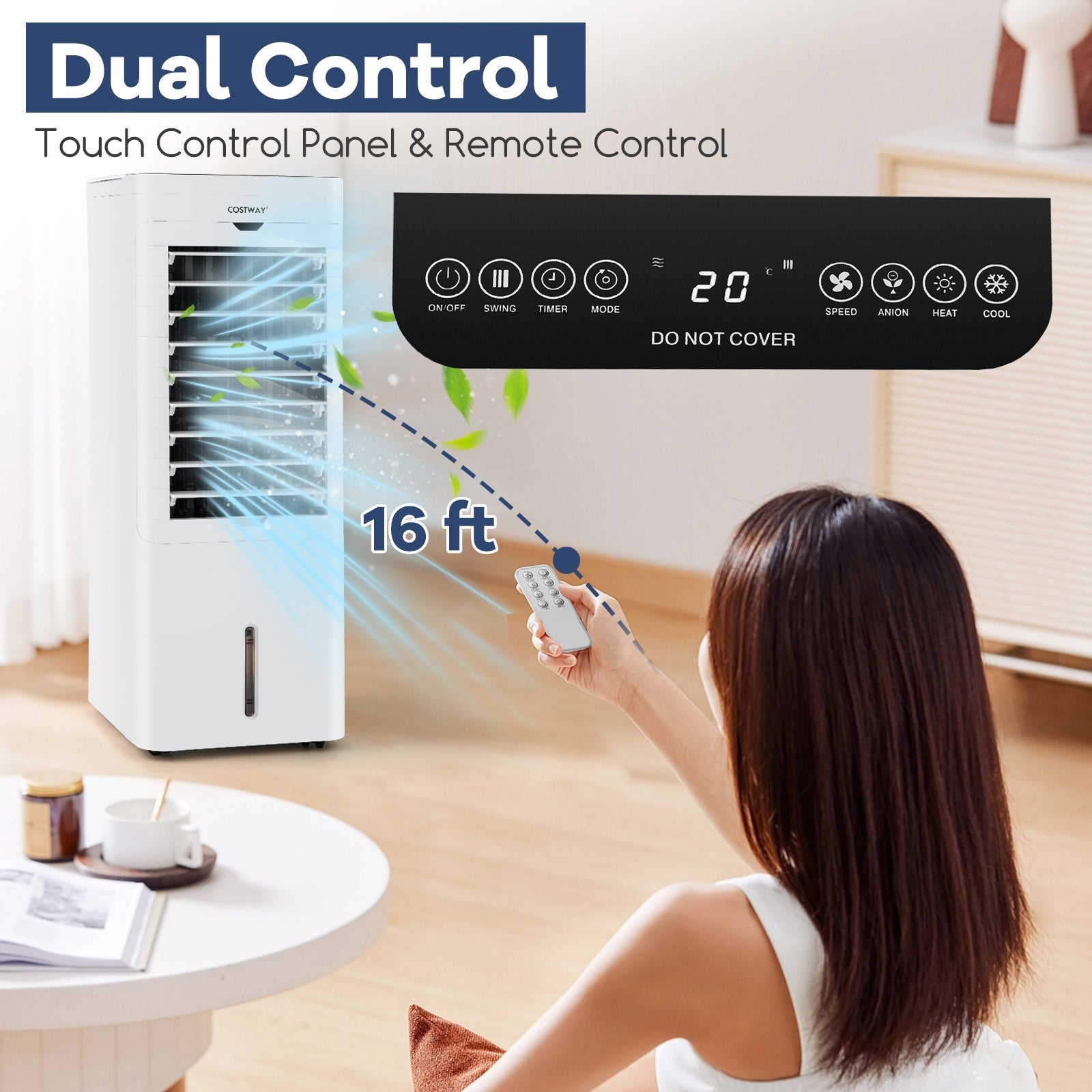 Evaporative Air Cooler and Heater with 3 Modes 3 Speeds and 2 Ice Boxes, White Air Coolers at Gallery Canada