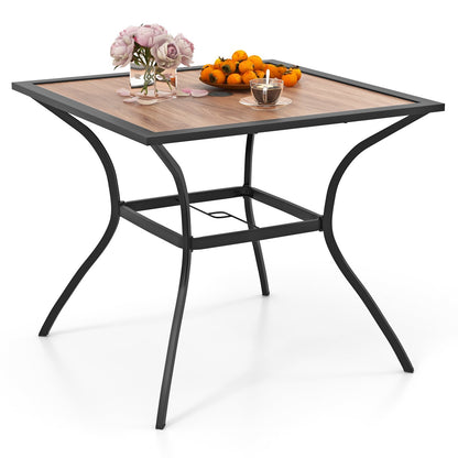 Patio Dining Table for 4 Square Bistro Table with Umbrella Holes, Black & Brown Patio Dining Tables   at Gallery Canada