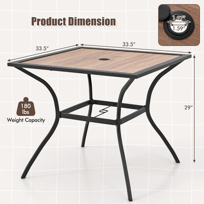 Patio Dining Table for 4 Square Bistro Table with Umbrella Holes, Black & Brown Patio Dining Tables   at Gallery Canada