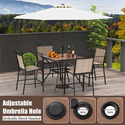 Patio Dining Table for 4 Square Bistro Table with Umbrella Holes, Black & Brown Patio Dining Tables   at Gallery Canada