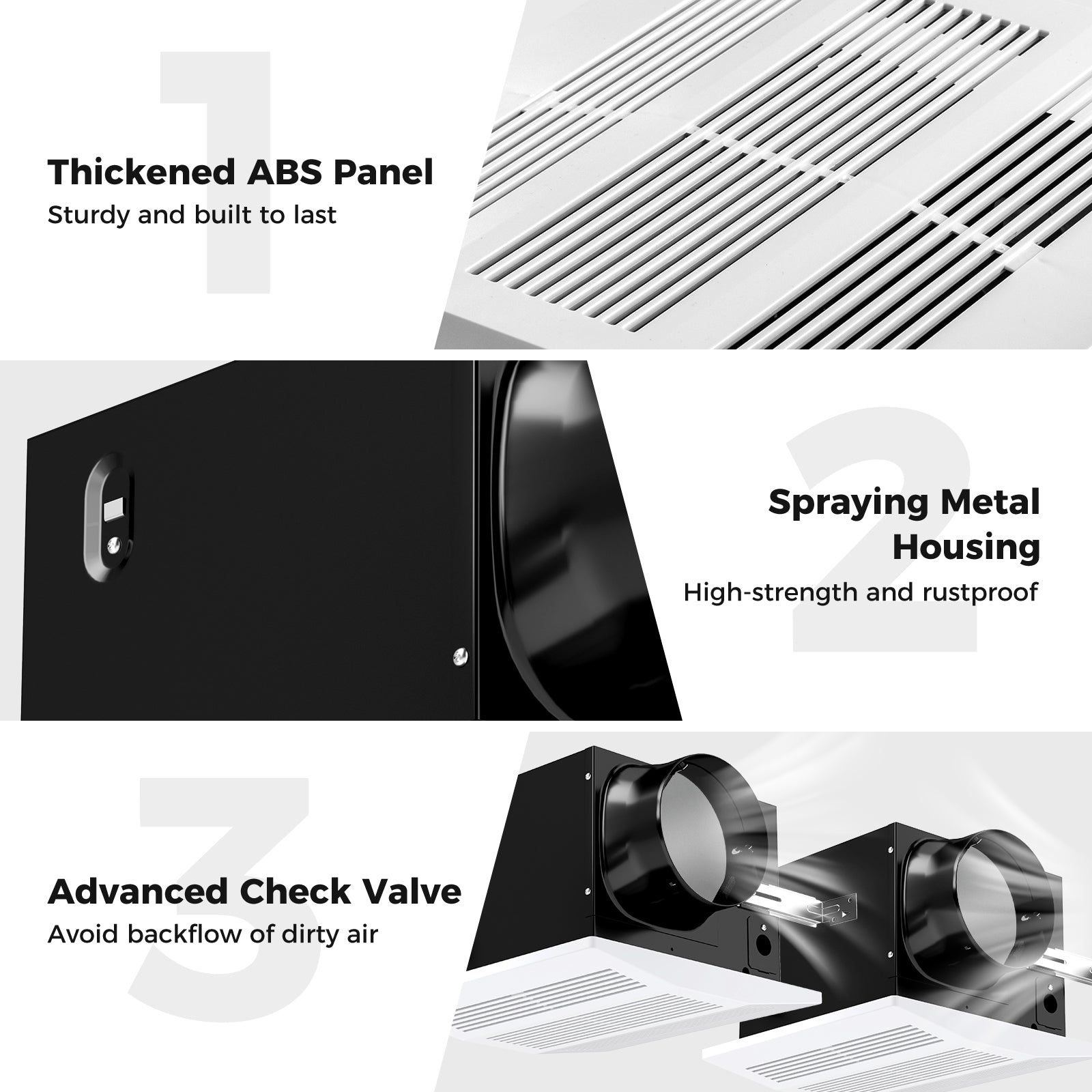 200 CFM Bathroom Exhaust Fan with Metal Housing and 6 Inches Duct for 200 Sq.Ft, White Ventilation Fans at Gallery Canada